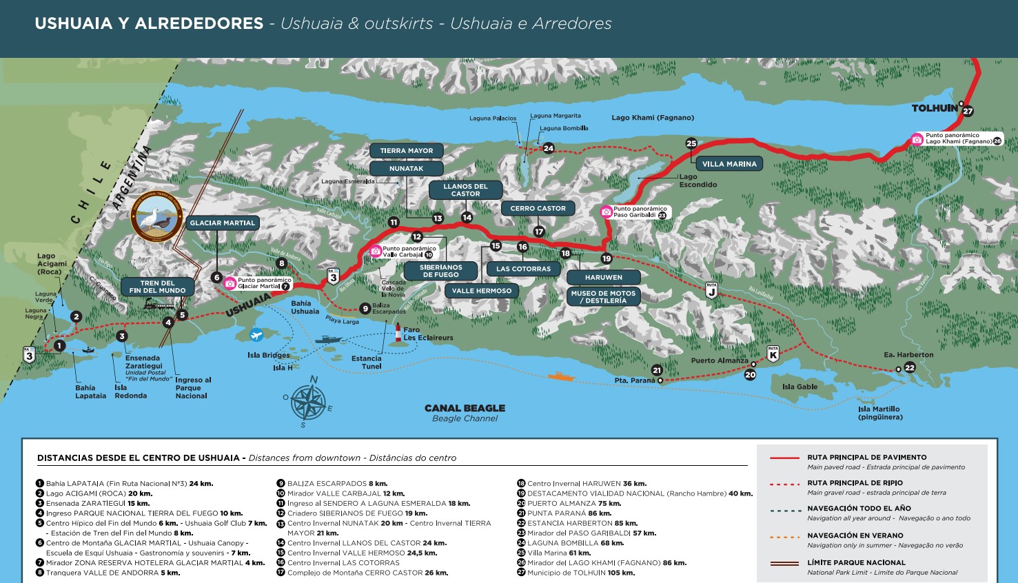 Read more about the article Ushuaia: El mapa que tenés que buscar apenas llegas a la ciudad